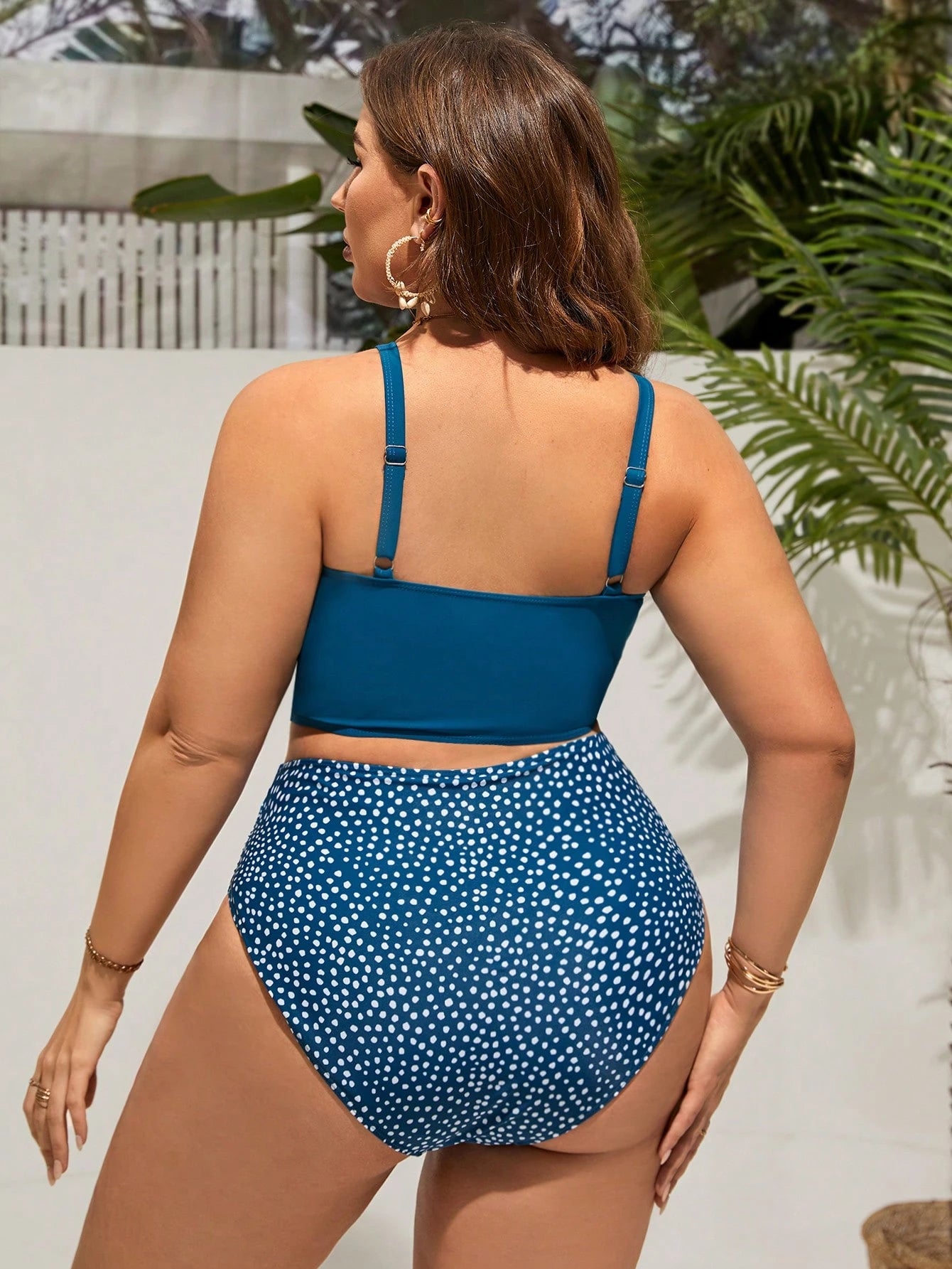Swim Lushoire Plus Size Women Leopard Print Tankini Swimwear Set, Summer Beach