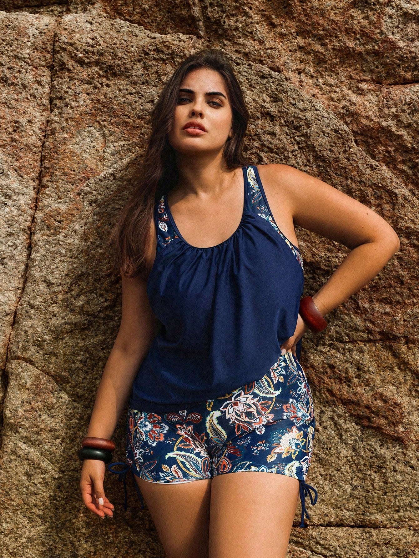 Swim Lushoire Plus Size Women Print Beach Vacation Bikini Set