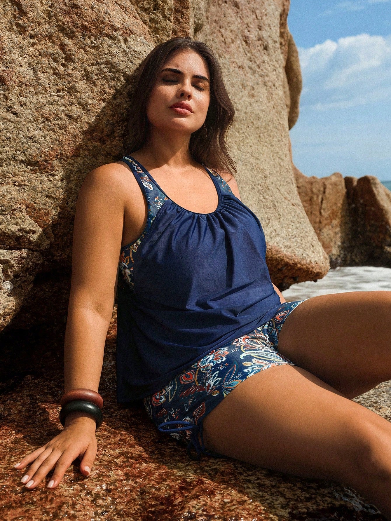 Swim Lushoire Plus Size Women Print Beach Vacation Bikini Set