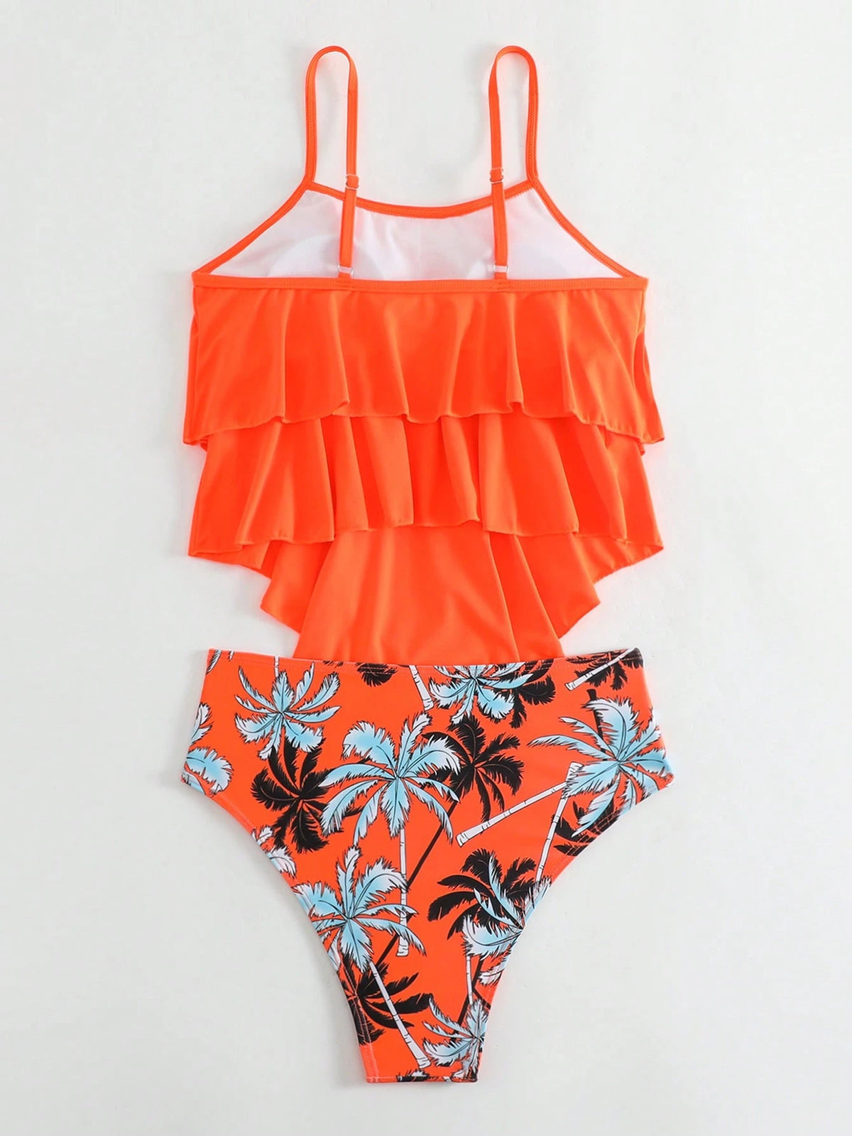 Swim Lushoire Summer Beach Tropical Print Hanky Hem Tankini Swimwear Set, Bathing Suit