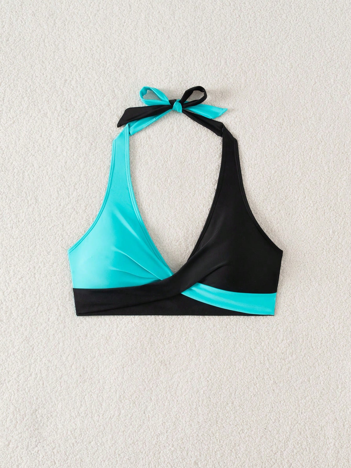 Swim Lushoire Women's Contrast Color Halter Bikini Top For Summer Beach Vacation