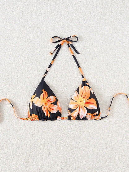 Swim Mod 1pc Women's Reversible Solid Color Spaghetti Strap Halter Neck Bikini Top For Summer Beach Vacation