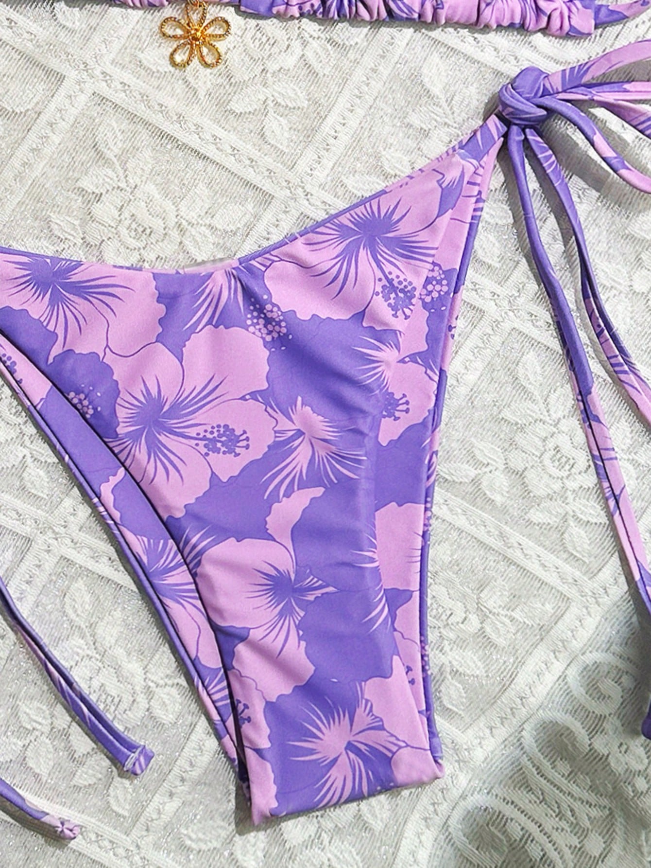 Swim Mod 2pcs/Set Floral Print Bikini Swimwear For Vacation & Beach Summer