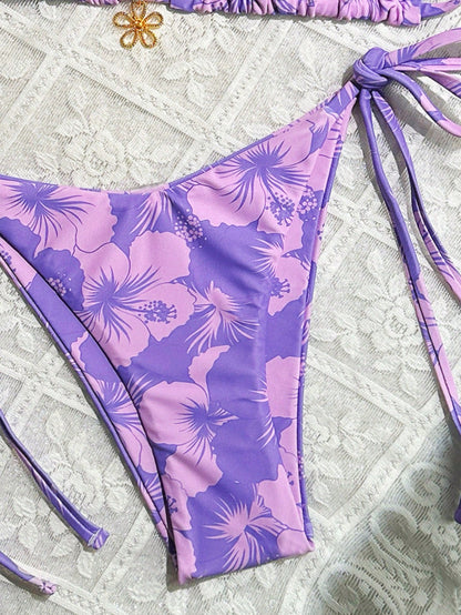 Swim Mod 2pcs/Set Floral Print Bikini Swimwear For Vacation & Beach Summer