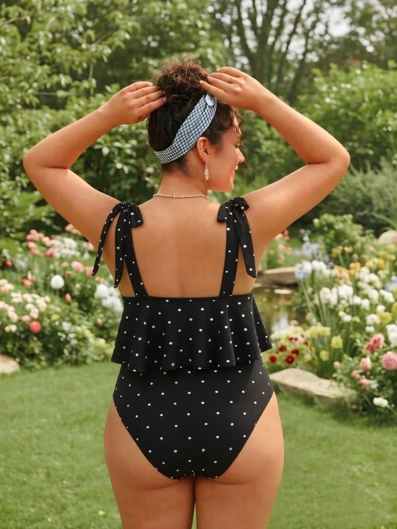 Swim Mod Plus Size 2026 Spring/Summer Hot-Selling New Fresh Digital Print Sexy Bikini 2 Pieces Swimwear With Removable Padding, Hollow Back Design, Cute Bowknot, Wide Straps, Underbust Flattering Slim