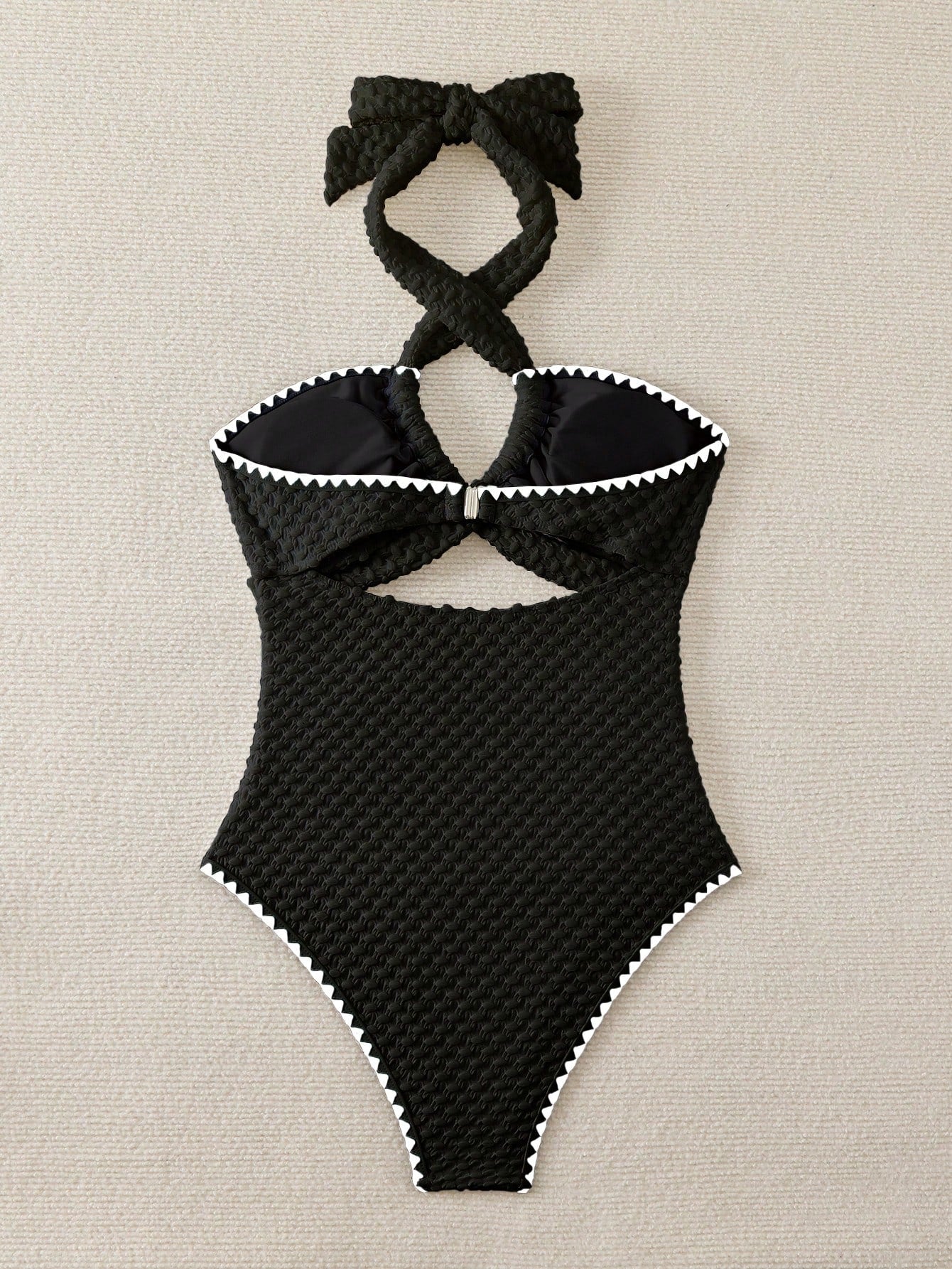 Swim Mod Summer Beach Halter Backless Hollow-Out One-Piece Swimsuit For Women
