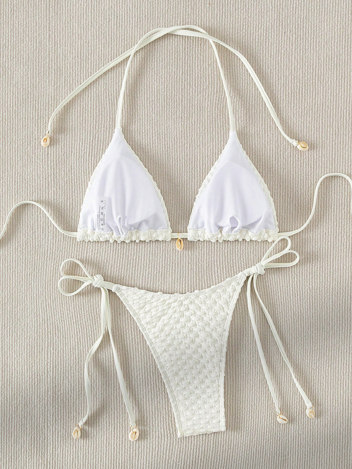 Swim Mod Summer Beach Halter Triangle Tie Side Bikini Set
