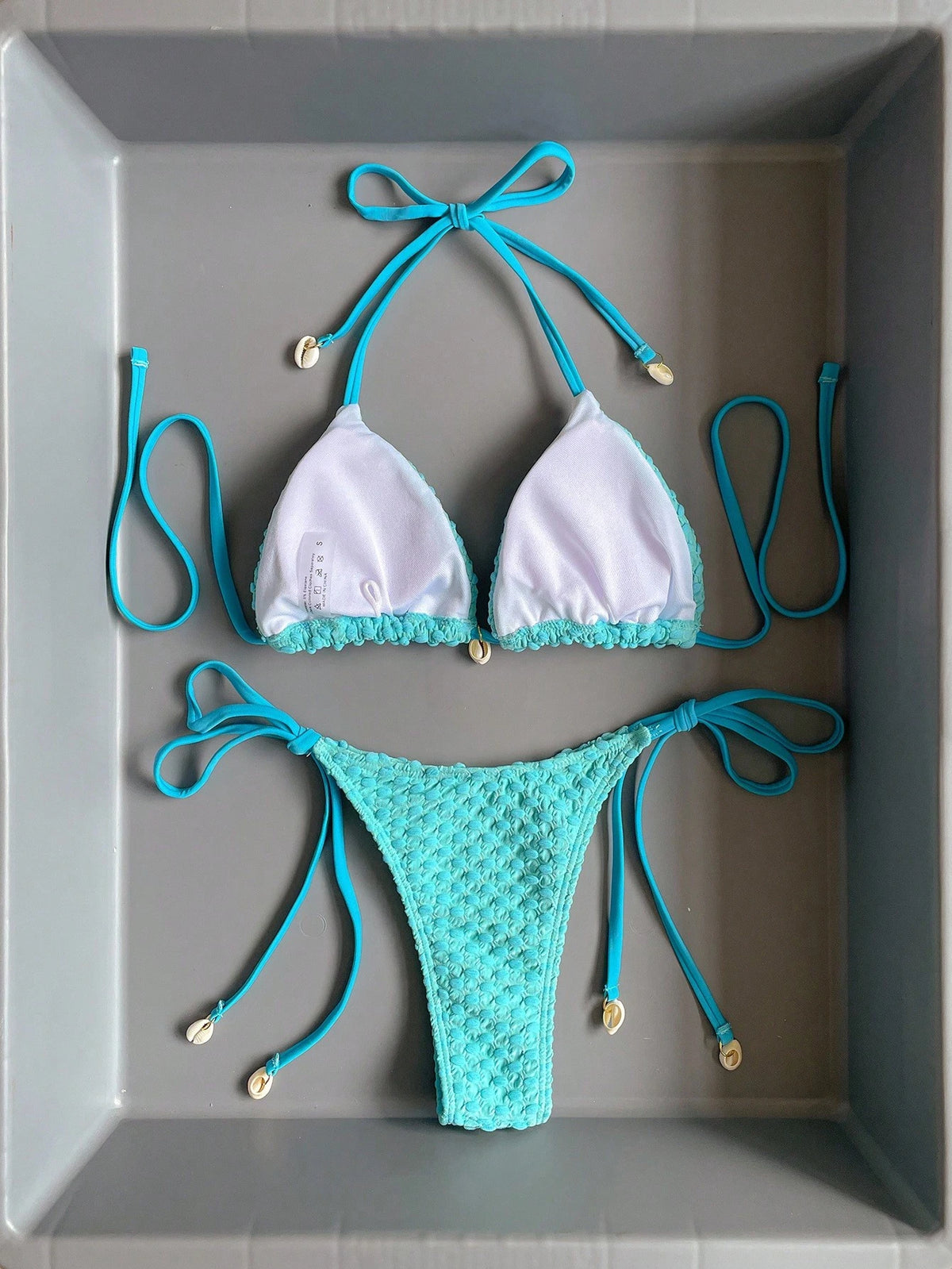 Swim Mod Summer Beach Halter Triangle Tie Side Bikini Set