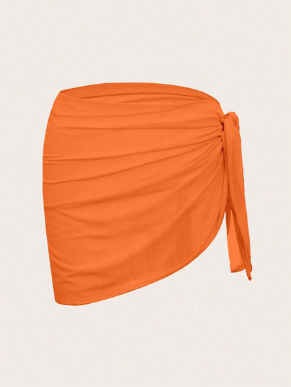 Swim Mod Summer Beach Solid Tie Side Cover Up Skirt