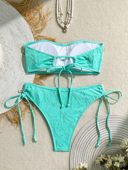 Swim Mod Women's Beach Vacation Pendant Decorated Bikini Set For Summer