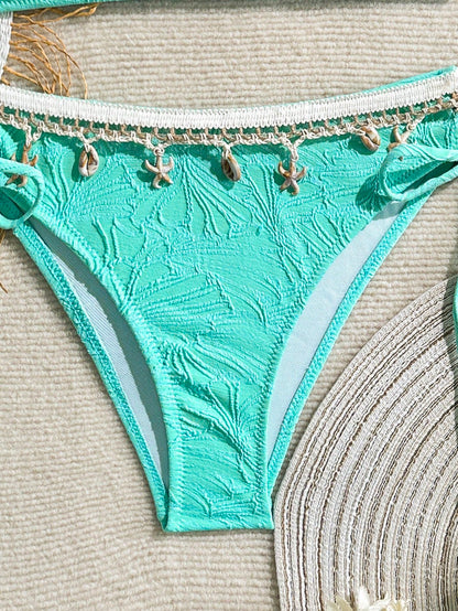 Swim Mod Women's Beach Vacation Pendant Decorated Bikini Set For Summer