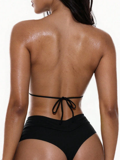 Swim Mod Women's Solid Color Sexy Crisscross Waist Bikini Bottom, Summer New Arrival White