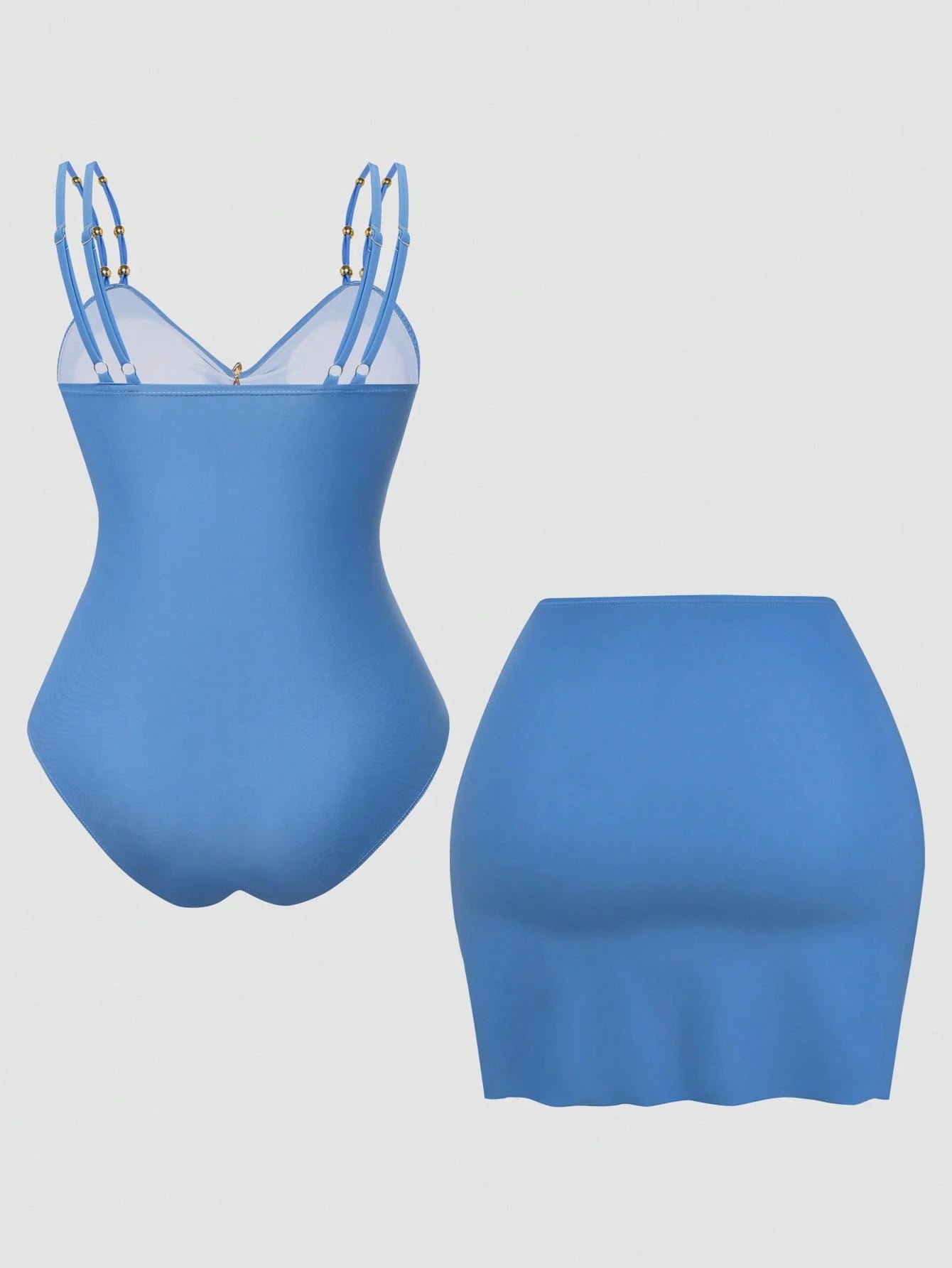 Swim Oasis 2026 New Summer Beach Vacation Women's Elegant Plus Size One-Piece Swimsuit, Women's Elegant Swimsuit Two Pieces Set, Beaded Elegant Decor Double Shoulder Strap Tummy Control Slimming One-P