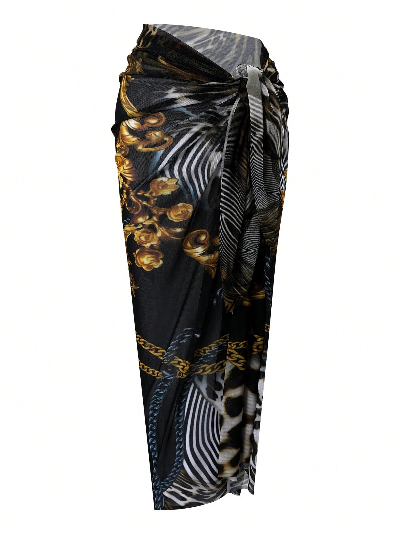 Swim Oasis 2026 Spring/Summer New Fashionable And Elegant Vacation Casual Plus Size Printed One-Piece Swimsuit Set With Square Scarf And Short Cover Skirt