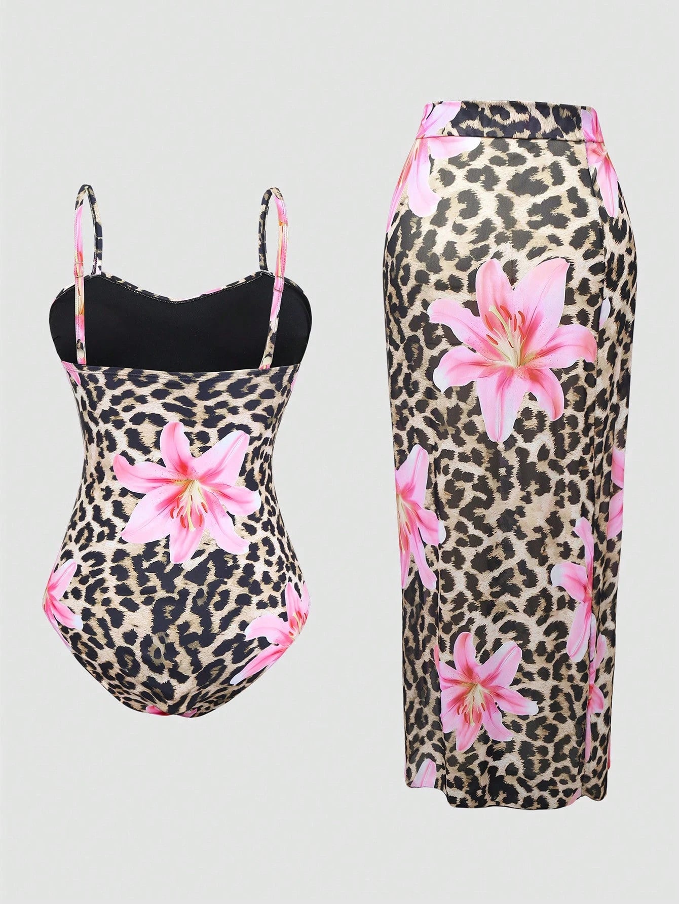 Swim Oasis Plus Size One-Piece Twist Waist Ruched Swimsuit + High-End Wrap Cover-Up Skirt For Summer Beach Vacation