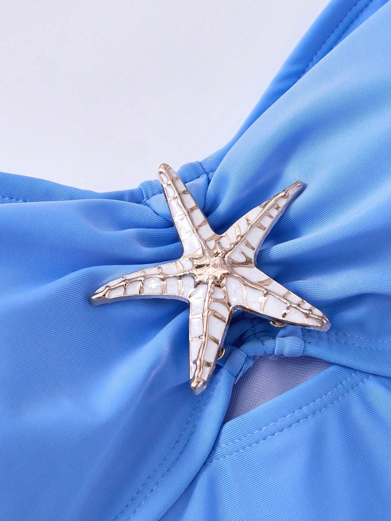 Swim Oasis Plus Size Women Metal Starfish Decor Bandeau One-Piece Swimsuit With Casual Cover-Up Skirt 2-Piece Swimwear Set