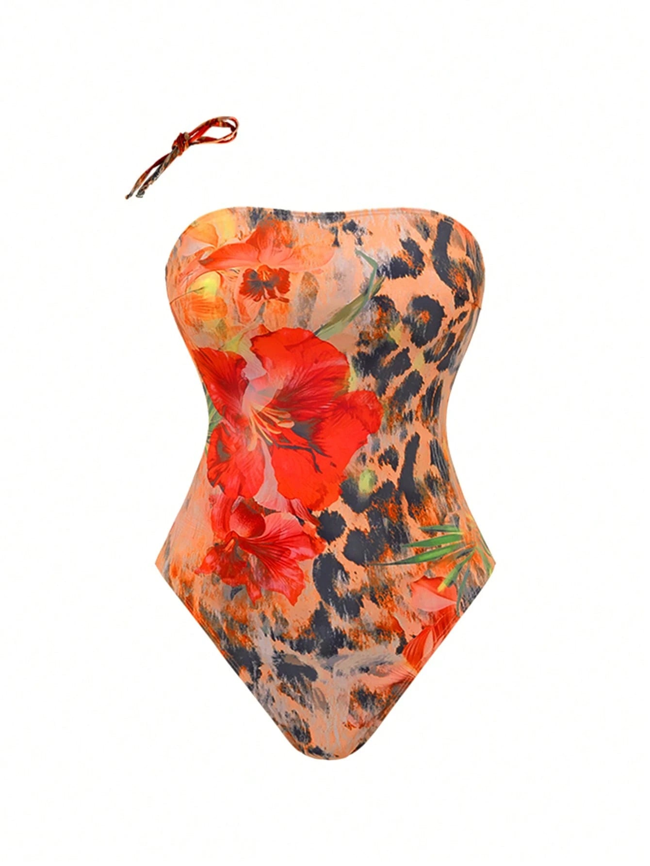 Swim Oasis Plus Size Women's Floral Print One-Piece Swimsuit And Skirt, Suitable For Beach Vacation, Pool Party, Beach Party