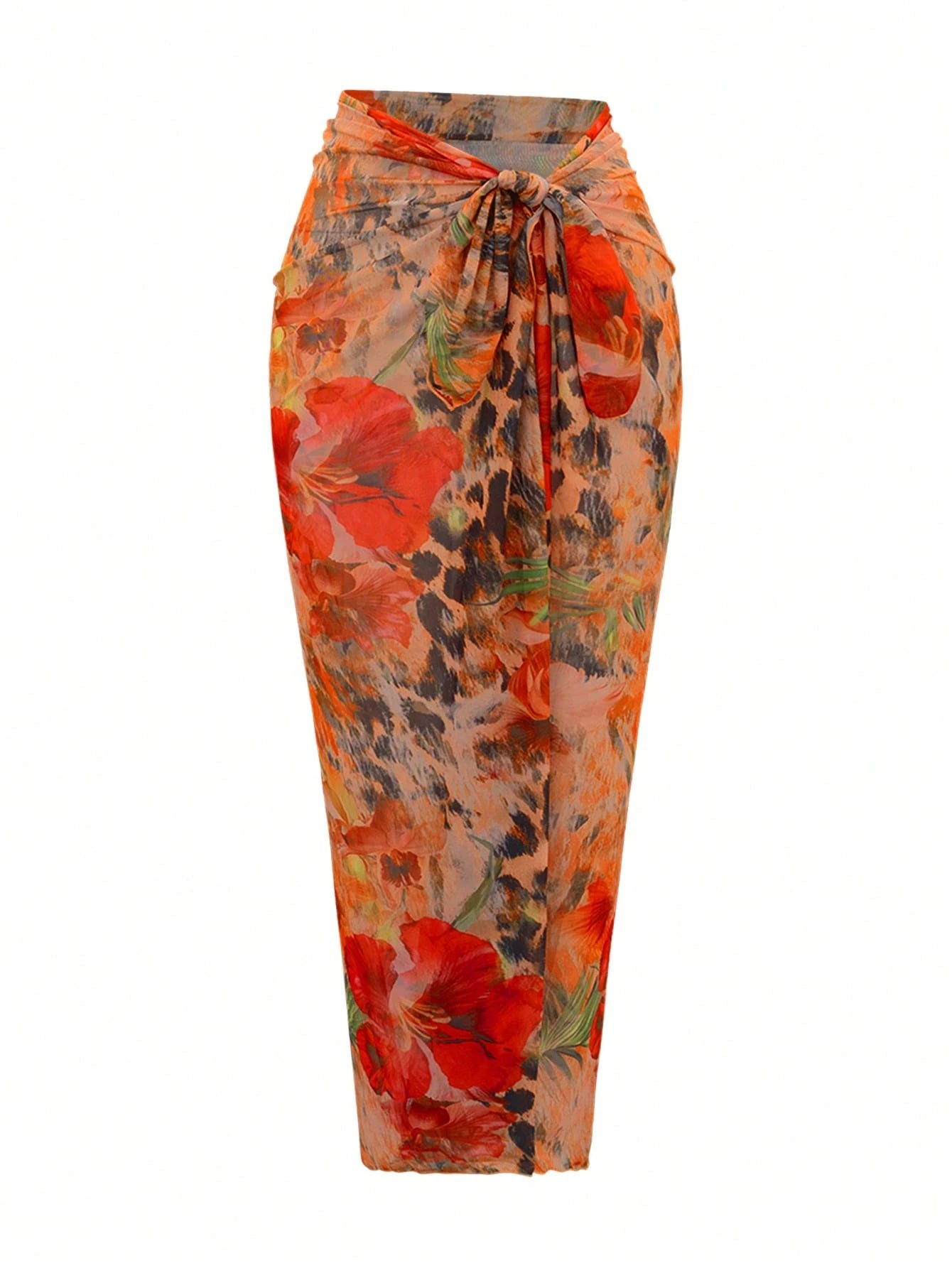 Swim Oasis Plus Size Women's Floral Print One-Piece Swimsuit And Skirt, Suitable For Beach Vacation, Pool Party, Beach Party