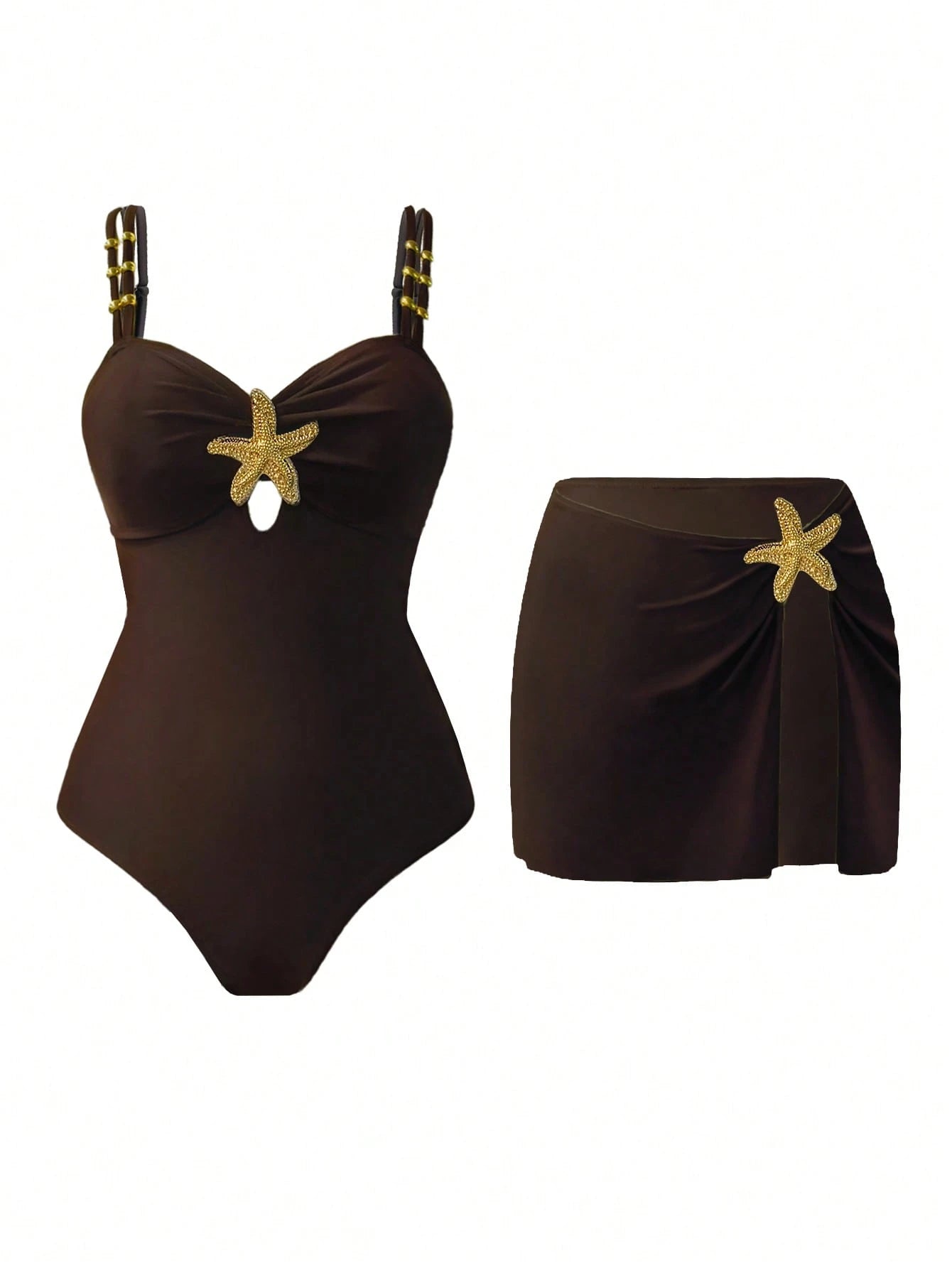 Swim Oasis Royal Blue Summer Tropical Beach Holiday Vacation Women's Cute Pentagram Decor Tummy Control One-Piece Swimsuit,Y2k Pool Outfit Holiday Swimsuits