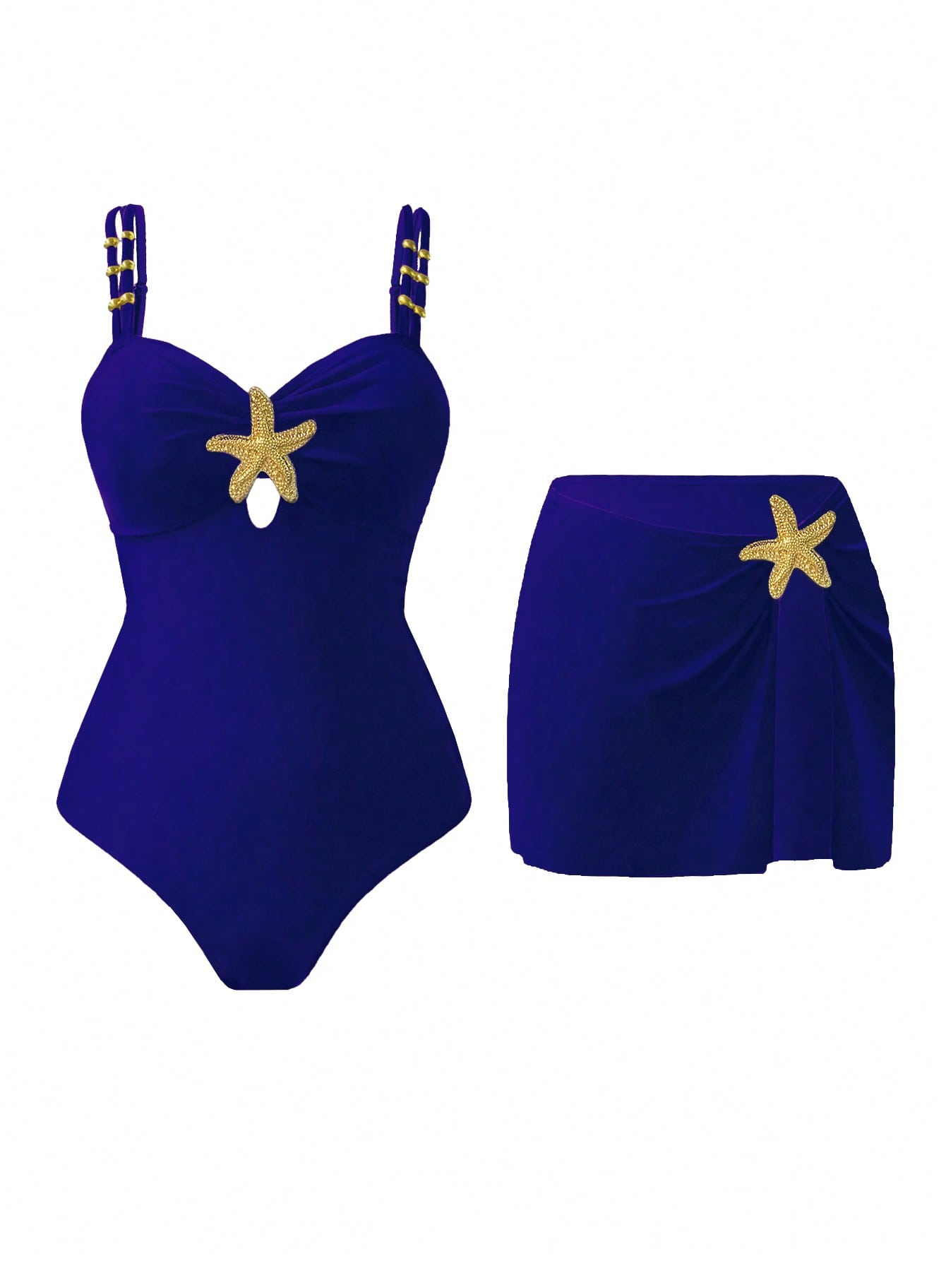 Swim Oasis Royal Blue Summer Tropical Beach Holiday Vacation Women's Cute Pentagram Decor Tummy Control One-Piece Swimsuit,Y2k Pool Outfit Holiday Swimsuits