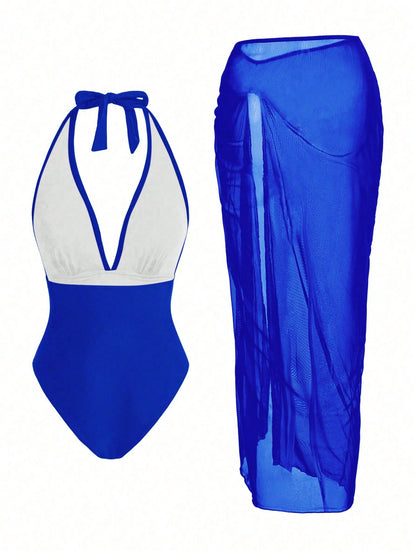 Swim Oasis Sunner Vacation Elegant Romantic Starfish Buckle One-Piece Swimsuit Premium Set