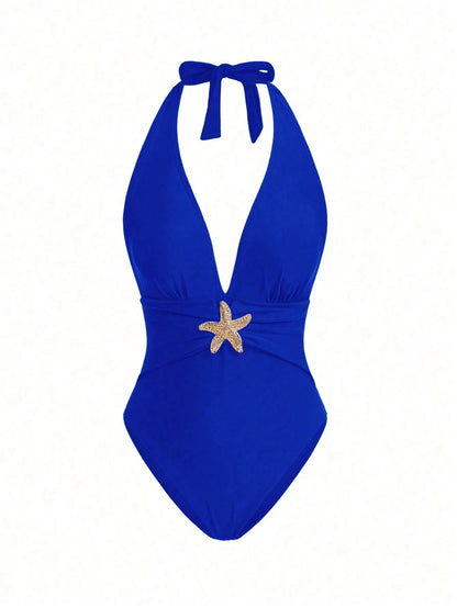 Swim Oasis Sunner Vacation Elegant Romantic Starfish Buckle One-Piece Swimsuit Premium Set