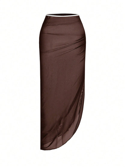 Swim Oasis Women Spring/Summer Beach Swimwear, Solid Colour One-Piece Swimsuit+ Skirt, Going Out Outfit