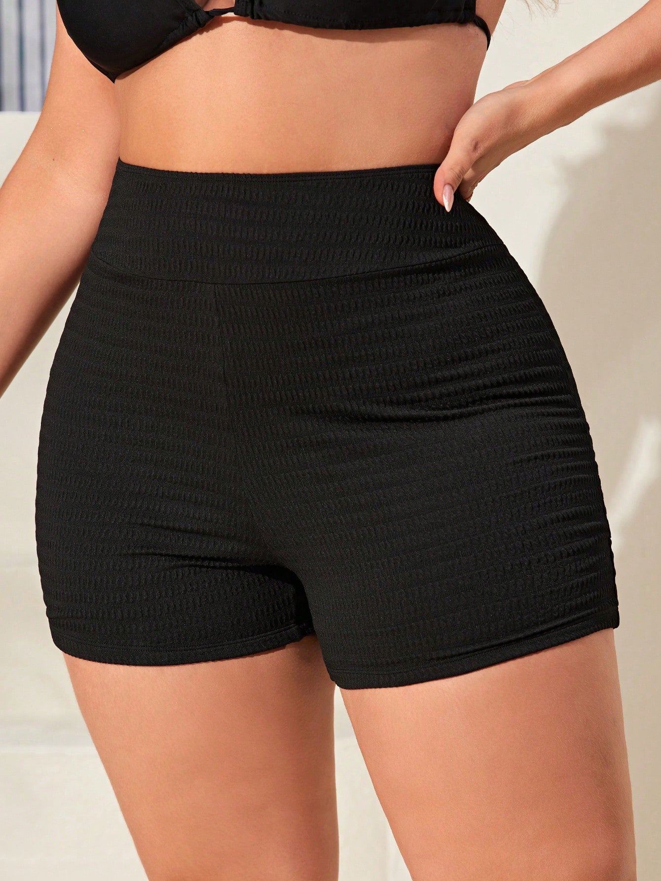 Swim SPRTY Plus Size Solid Bikini Bottom For Summer Butt Lifting Shortsseamless Shorts