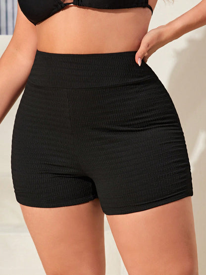 Swim SPRTY Plus Size Solid Bikini Bottom For Summer Butt Lifting Shortsseamless Shorts