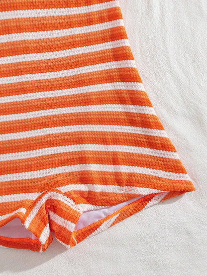 Swim SPRTY Plus Size Women One-Piece Striped Spaghetti Strap Backless Sexy Bikini Swimsuit Beach Sport Summer