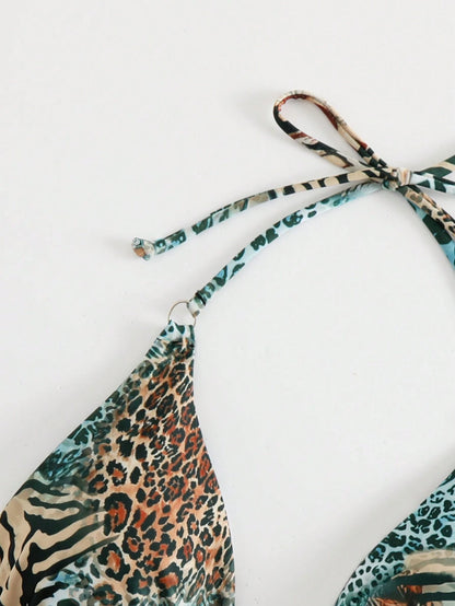 Swim Vcay 1pc Women Leopard Print Sexy Triangle Cup Bikini Top Summer