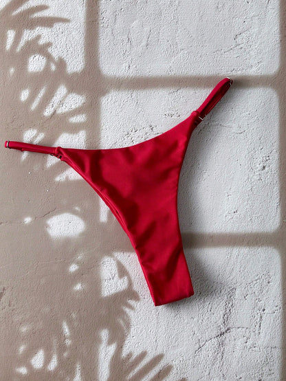 Swim Vcay 1pc Women's Solid Color Thong Bikini Bottom, Minimalist Design Plain Bikini Sexy Swimwear Tie Bikini High Cut Bikini Solid Color Bikini