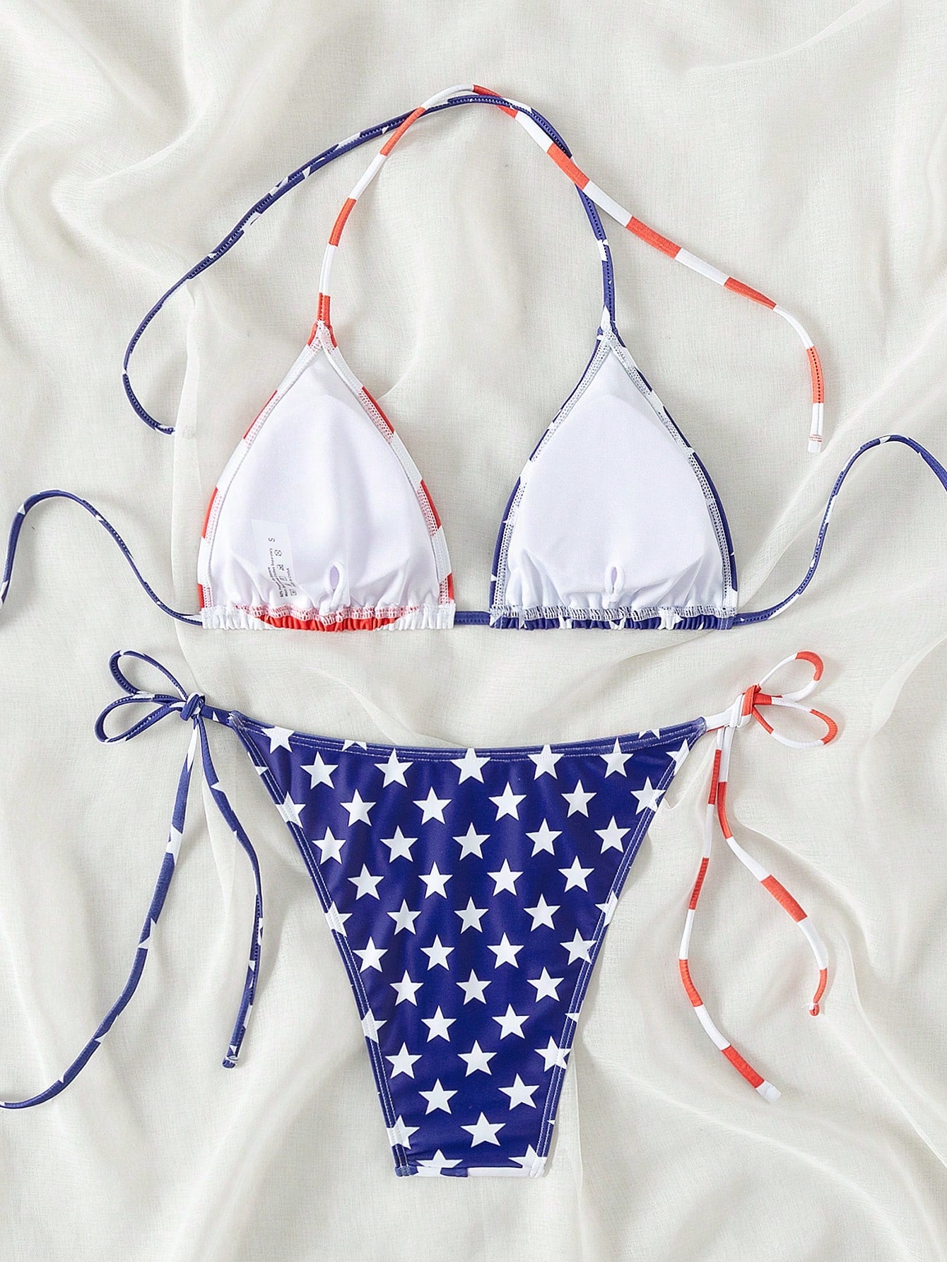 Swim Vcay 2pcs/Set Women's Springbreak Beachwear Summer Outfits, Spaghetti Strap Printed Beach Vacation Side Tie Bikini Set