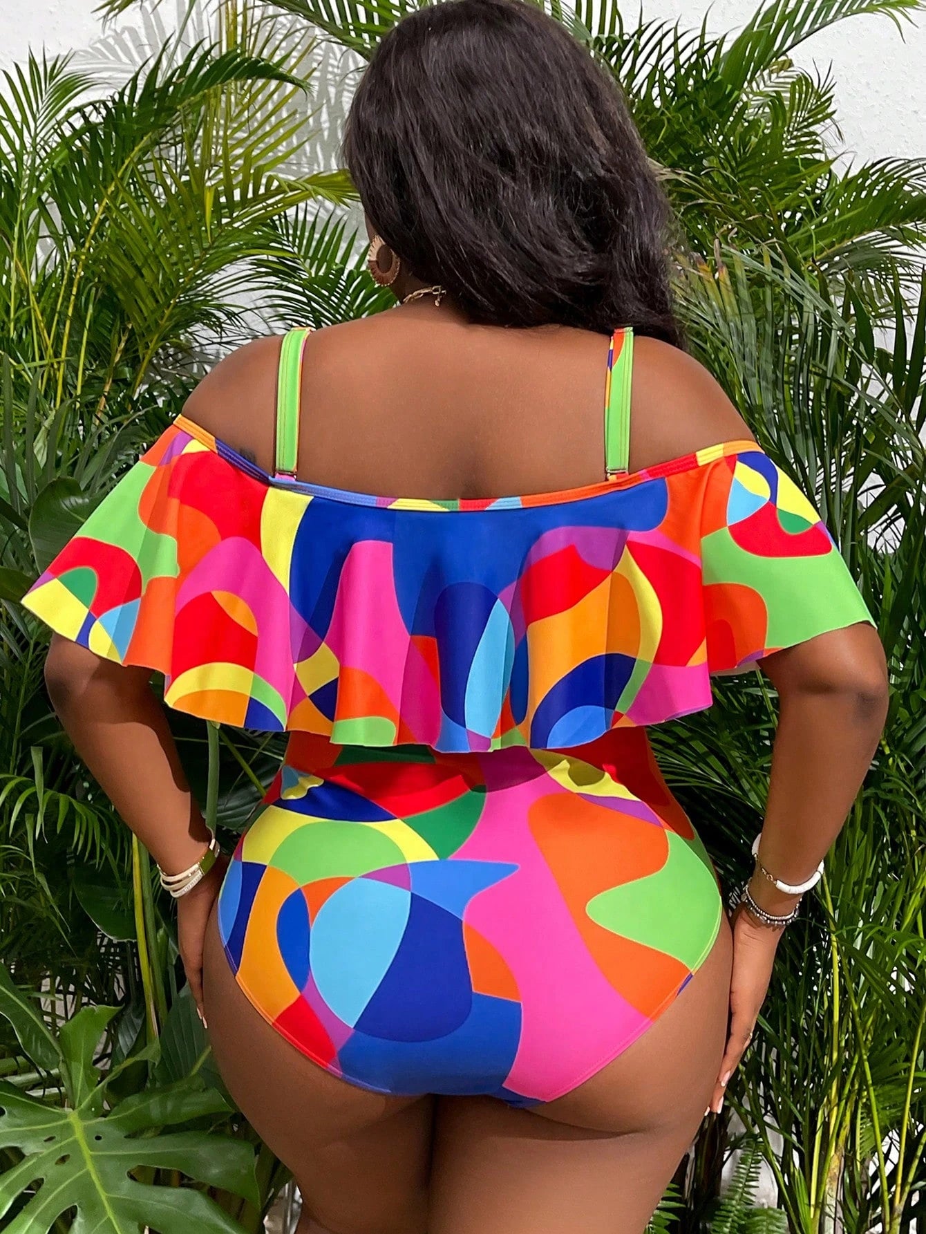 Swim Vcay Plus Size Colorful Tassel Romper