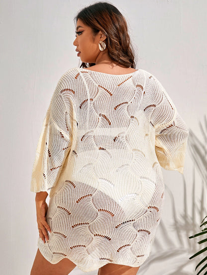 Swim Vcay Plus Size Plain Knitted Cover Up Summer