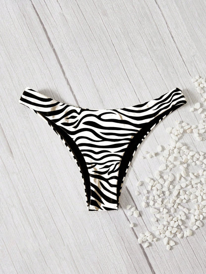 Swim Vcay Summer Beach Zebra Striped Bikini Bottom