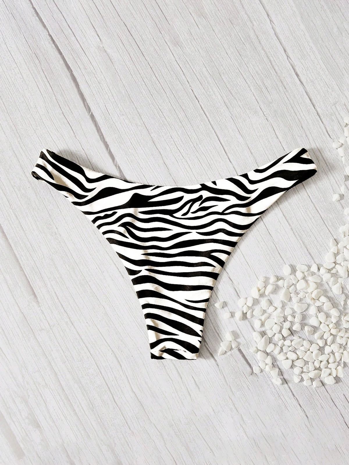Swim Vcay Summer Beach Zebra Striped Bikini Bottom