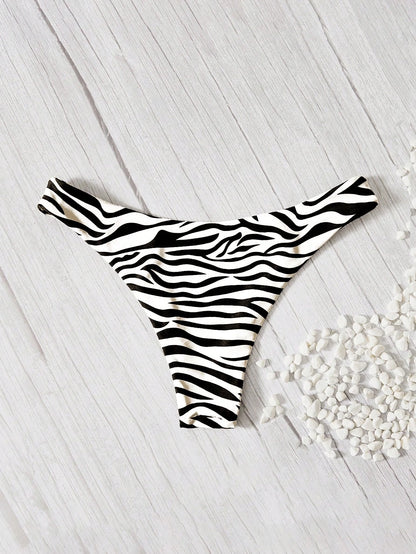 Swim Vcay Summer Beach Zebra Striped Bikini Bottom