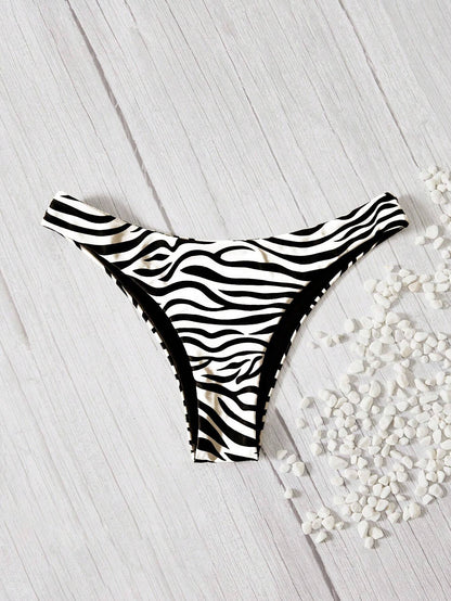Swim Vcay Summer Beach Zebra Striped Bikini Bottom