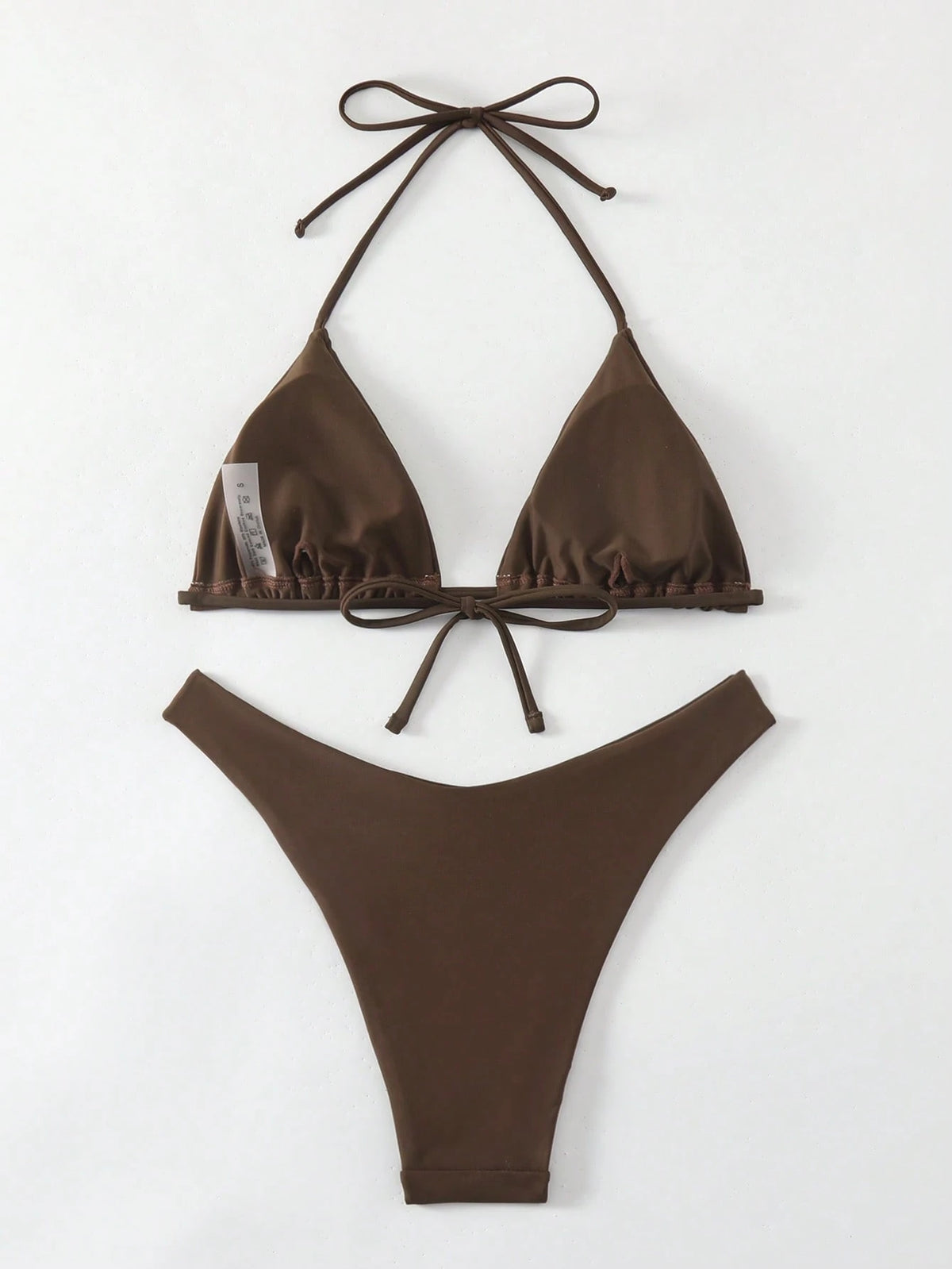 Swim Vcay Women's Solid Color Halter Neck Tie Two Pieces Bikini Set Bathing Suit For Summer Beach