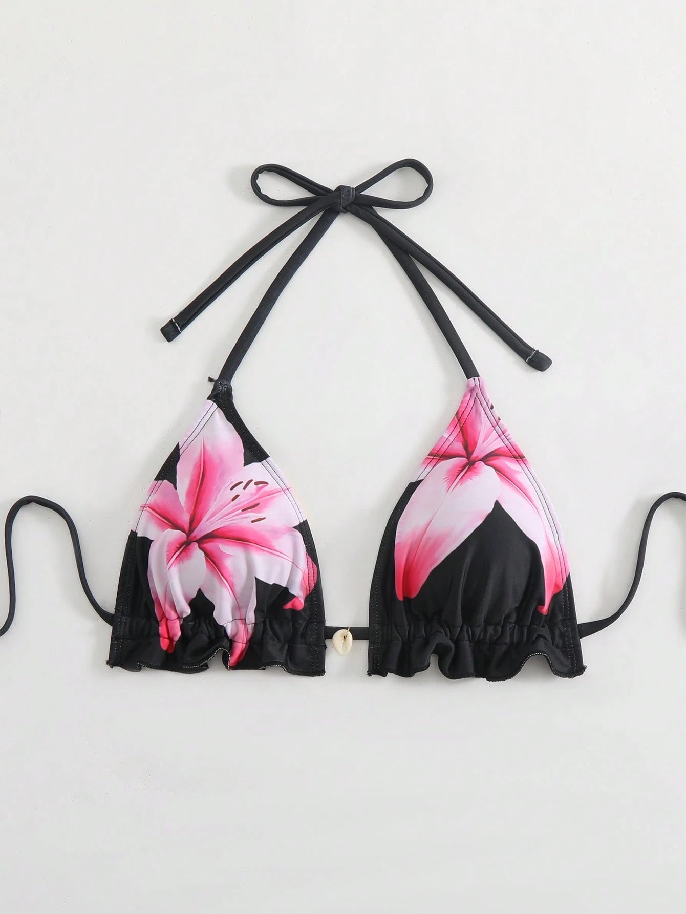 Swim Vcay Women's Swimwear Top, Lotus Floral Printed, Sexy Halter Triangle Bikini Swimsuit For Summer Beach Vacation