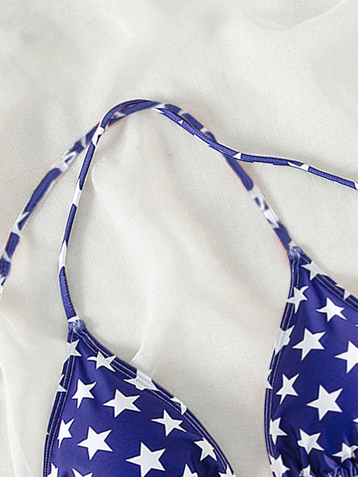 Swim Women's Sexy Crisscross Halter Neck Bikini Top With Random Star Print, Summer Beach