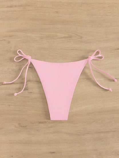 Swim Women's Solid Color Sexy Tie-Side Bikini Bottom Beach Swimwear Summer