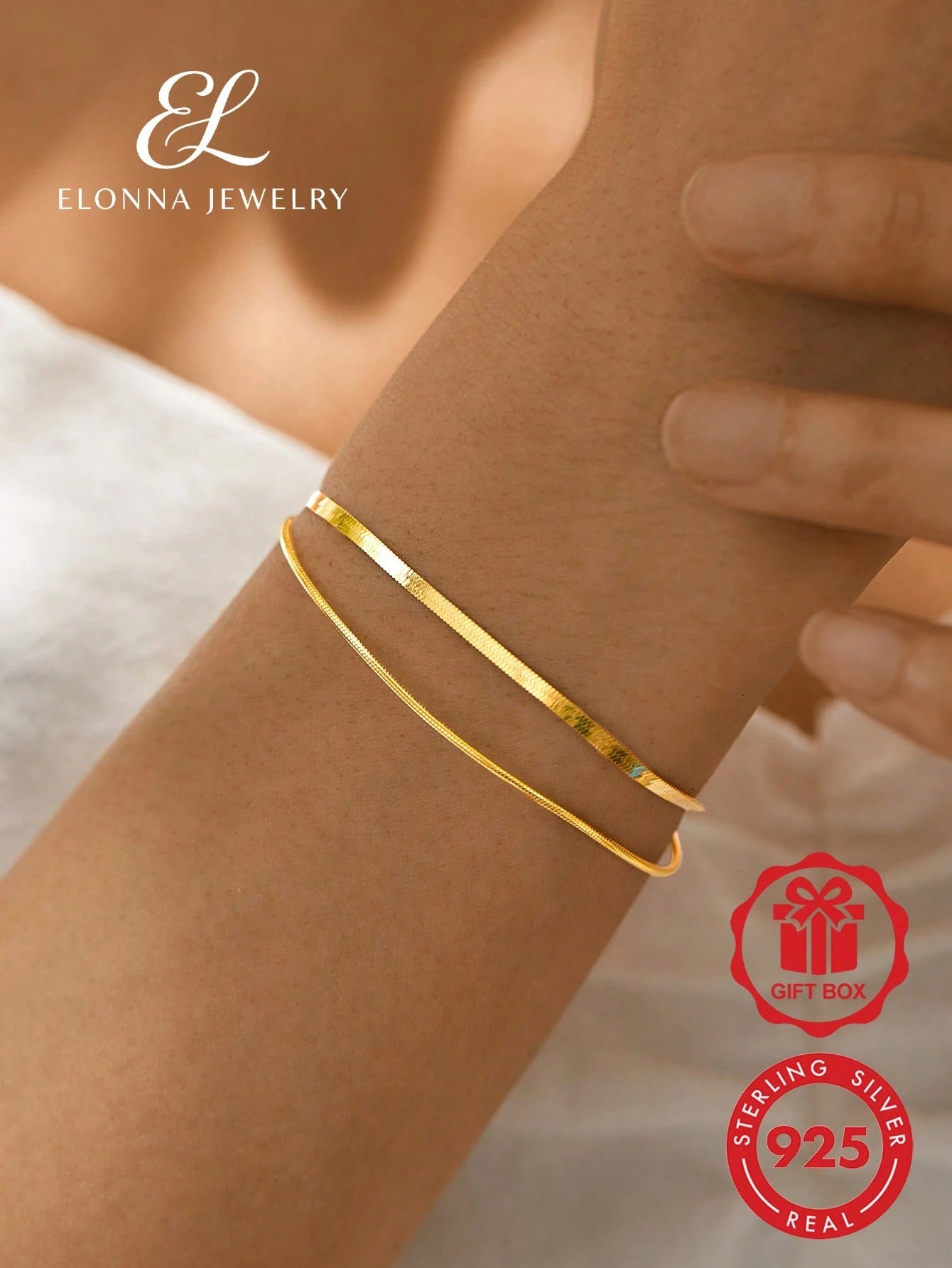 SYMFNY 925 Sterling Silver Flat Fishbone Chain Bracelet, Luxury Jewelry, Birthday And Valentine's Day Gift, Unique Jewelry