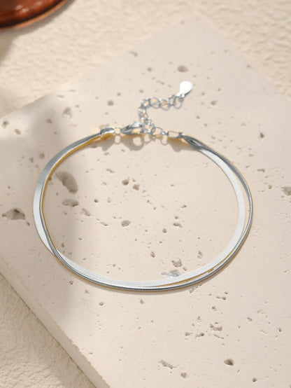 SYMFNY 925 Sterling Silver Flat Fishbone Chain Bracelet, Luxury Jewelry, Birthday And Valentine's Day Gift, Unique Jewelry