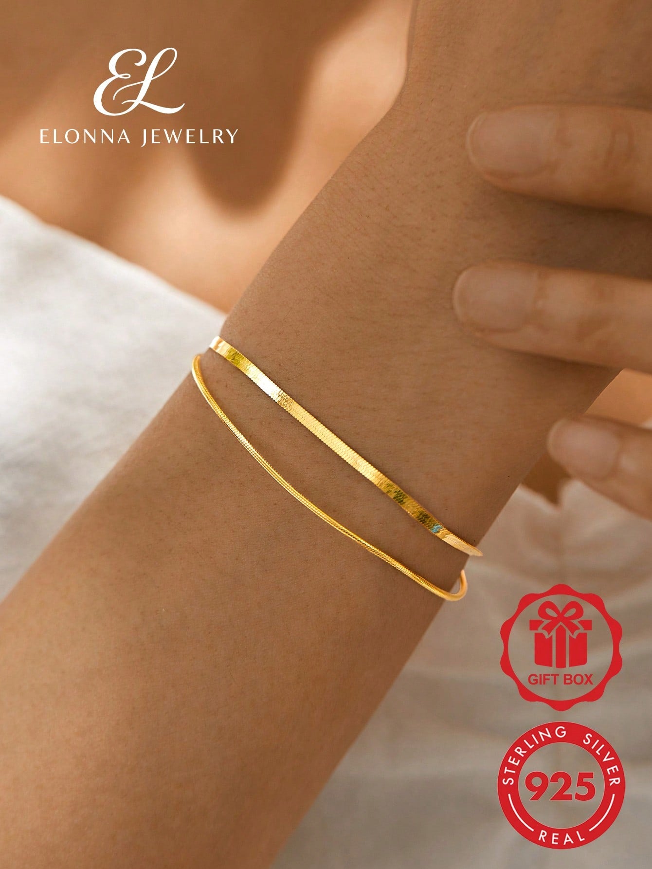 SYMFNY 925 Sterling Silver Flat Fishbone Chain Bracelet, Luxury Jewelry, Birthday And Valentine's Day Gift, Unique Jewelry