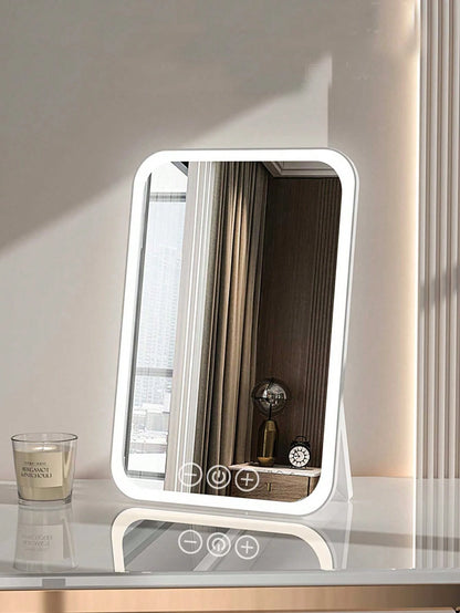 Tabletop LED Lighting Makeup Mirror, Portable Folding Student Dorm Room Vanity Mirror, Office & Personal Use Home Decor Back To School Room Decor School Supplies