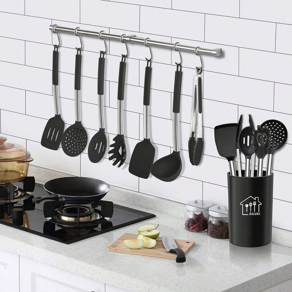 TAIMASI 26-Piece Silicone Cooking Utensil Set- Halloween Baking Essentials & Early Christmas Gift For Home Cooks- Heat-Resistant Non-Stick Tools (Steel Handles) Thanksgiving Holiday Kitchen Cooking