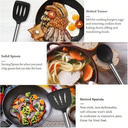 TAIMASI 26-Piece Silicone Cooking Utensil Set- Halloween Baking Essentials & Early Christmas Gift For Home Cooks- Heat-Resistant Non-Stick Tools (Steel Handles) Thanksgiving Holiday Kitchen Cooking