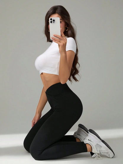 Tall Women's Solid Color Minimalist High Waist Pants, Everyday Wear, Tall Women